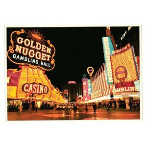 Vintage Postcard Golden Nugget Horseshoe Gambling Fremont Street Casino Center